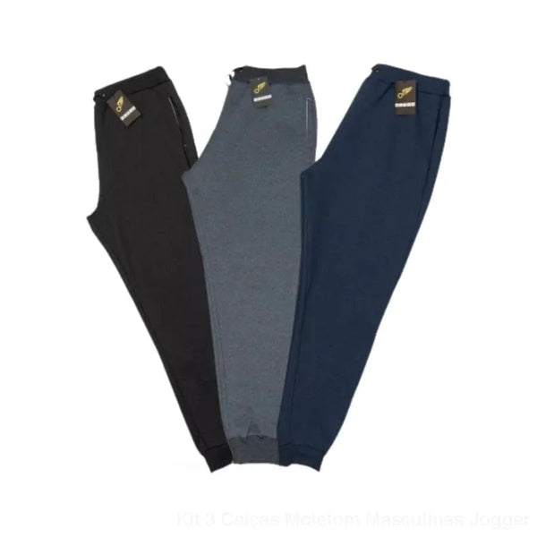 Kit 3 Calças Moletom Masculinas Jogger