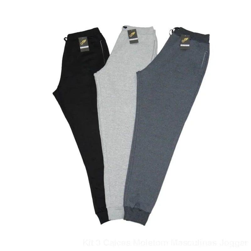 Kit 3 Calças Moletom Masculinas Jogger