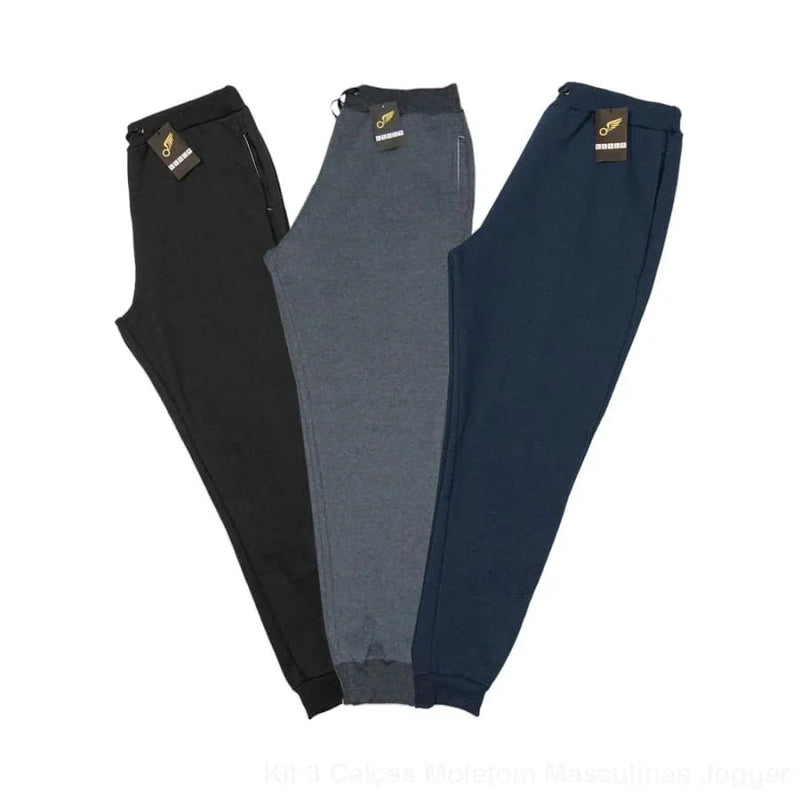 Kit 3 Calças Moletom Masculinas Jogger